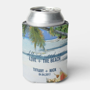 Enfriador De Latas Recuerdos de boda tropicales de amor + la playa