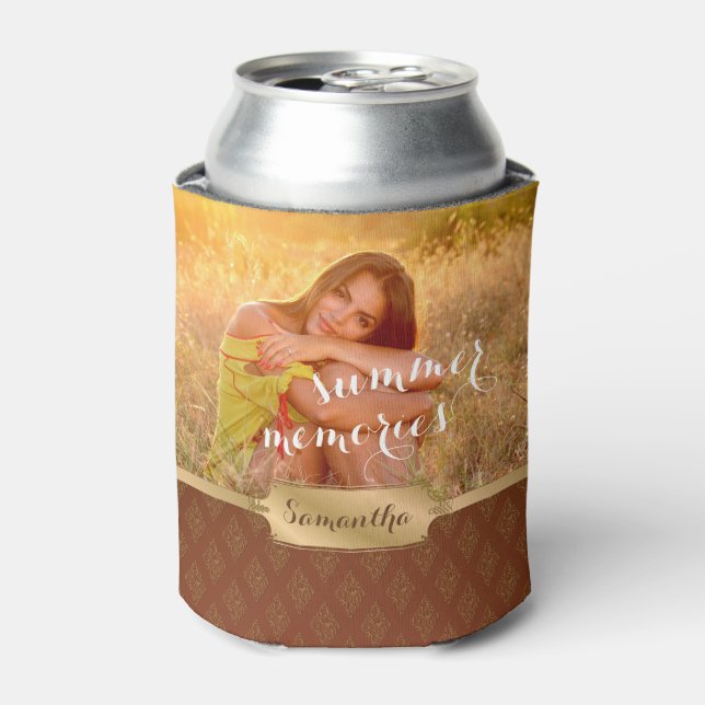 Enfriador De Latas Recuerdos de verano Personalizado Fotografía y cal (Lata Anverso)