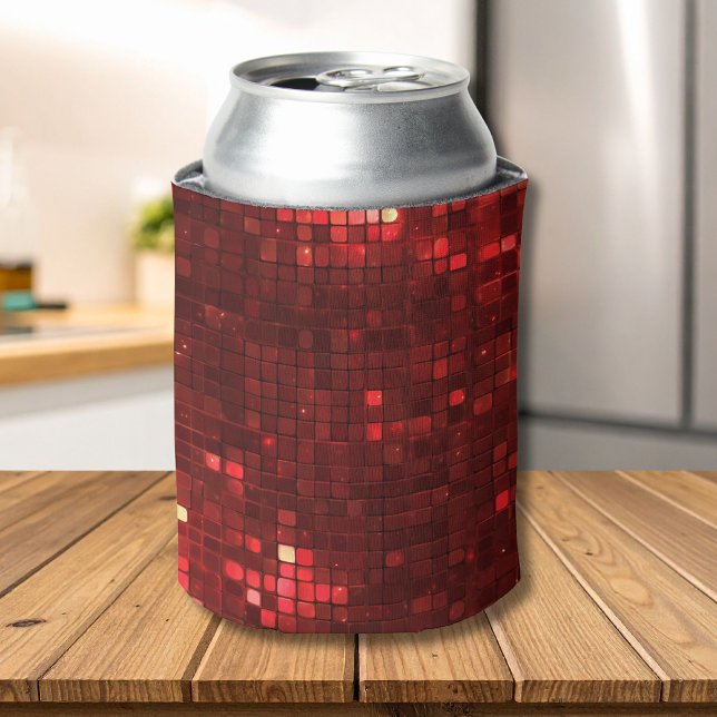 Enfriador De Latas Red Disco Style Squares Valentine Pattern (Subido por el creador)