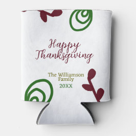 Enfriador De Latas Red green happy Thanksgiving floral leaf fall
