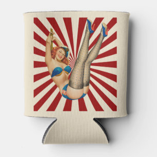 Enfriador De Latas Red Haired Pin-up Chica Retro Sunset