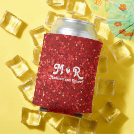 Enfriador De Latas Red sparkling glitter pattern