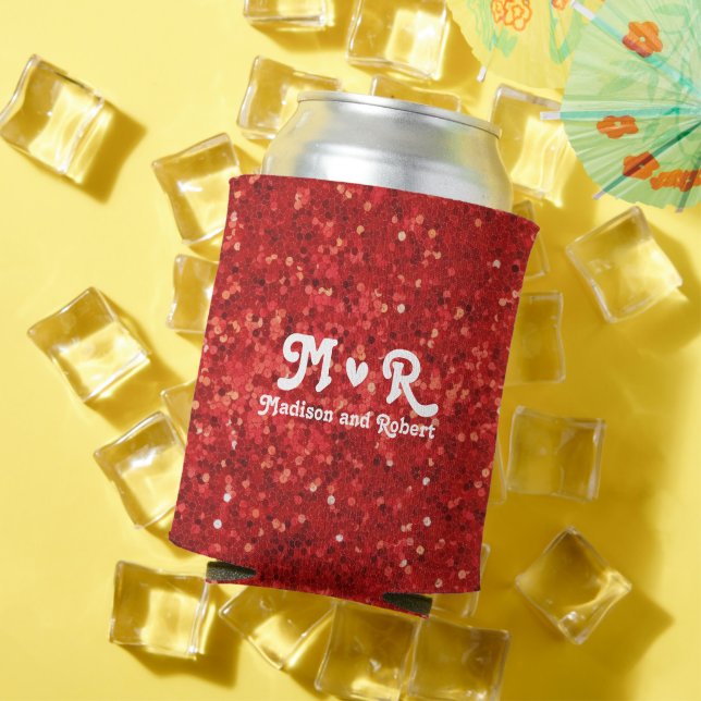 Enfriador De Latas Red sparkling glitter pattern (Verano in situ)