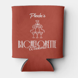 Enfriador De Latas Red Whimsical Wine Doodle Bachelorette Nombre pers