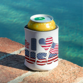 ENFRIADOR DE LATAS RED WHITE BLUE I HEART USA PATRIOTIC