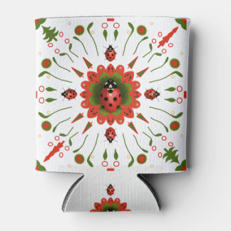 Enfriador De Latas Red, white, & green ladybug design 