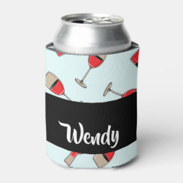 Enfriador De Latas Red wine bottles and glasses pattern