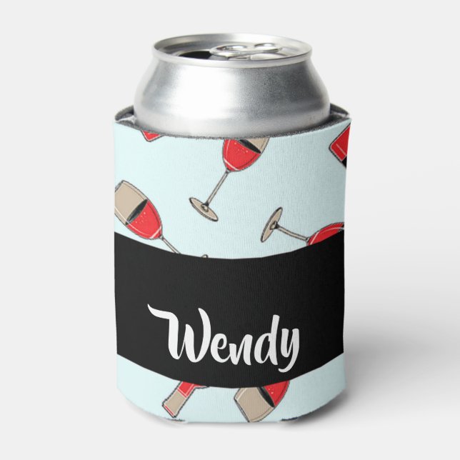 Enfriador De Latas Red wine bottles and glasses pattern (Lata Anverso)