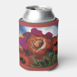 Enfriador De Latas Refrigerador de bebidas adornado con amapolas En r