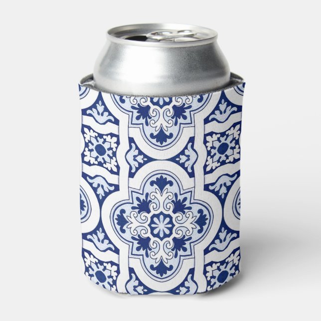 Enfriador De Latas Refrigerador de bebidas azul de azulejos de Portug (Lata Anverso)
