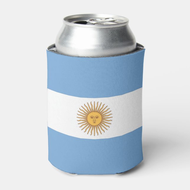 Enfriador De Latas Refrigerador de bebidas con bandera de Argentina (Lata Anverso)