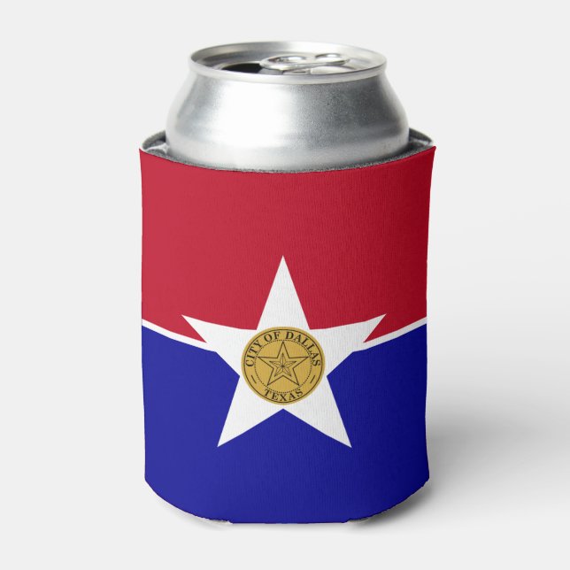 Enfriador De Latas Refrigerador de bebidas con bandera de Dallas City (Lata Anverso)