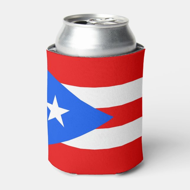 Enfriador De Latas Refrigerador de bebidas con bandera de Puerto Rico (Lata Anverso)