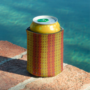 Enfriador De Latas Refrigerador de bebidas - Crochet amarillo y Naran