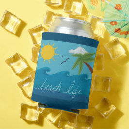 Enfriador De Latas Refrigerador de bebidas Cute Beach Life con palmer
