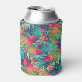 Enfriador De Latas Refrigerador de bebidas de acuarela floral tropica