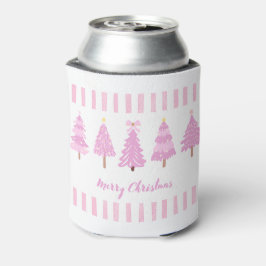 Enfriador De Latas Refrigerador de bebidas de árboles de Navidad rosa