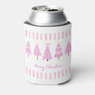 Enfriador De Latas Refrigerador de bebidas de árboles de Navidad rosa