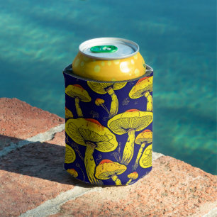 Enfriador De Latas Refrigerador de bebidas de arte Retro Mushroom
