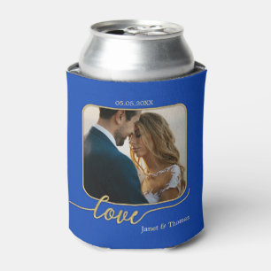 Enfriador De Latas Refrigerador de bebidas de Boda fotográfico de oro
