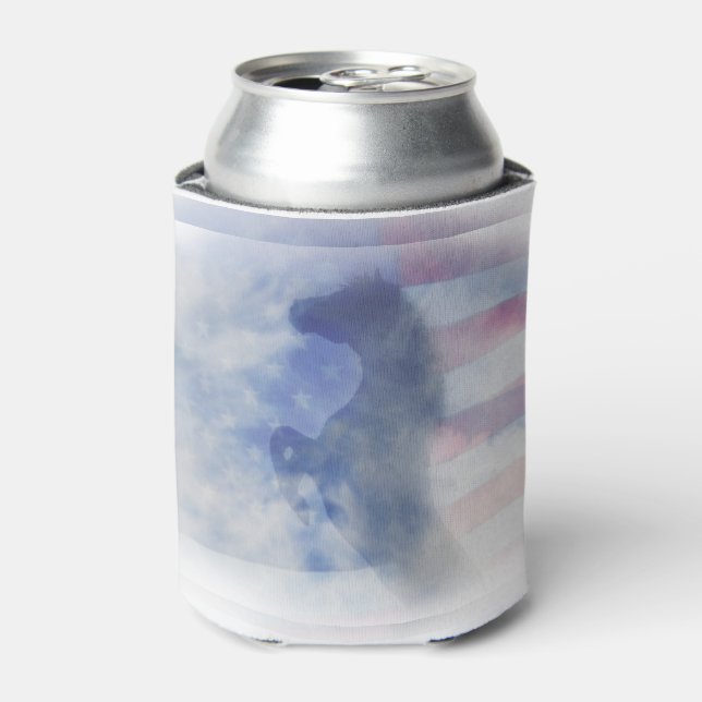 Enfriador De Latas Refrigerador de bebidas de caballos patrióticos (Lata Anverso)
