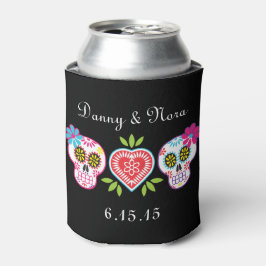 Enfriador De Latas Refrigerador de bebidas de calaveras y flores de a