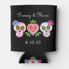 Enfriador De Latas Refrigerador de bebidas de calaveras y flores de a