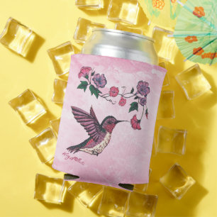 Enfriador De Latas Refrigerador de bebidas De Colibrí Y Flores