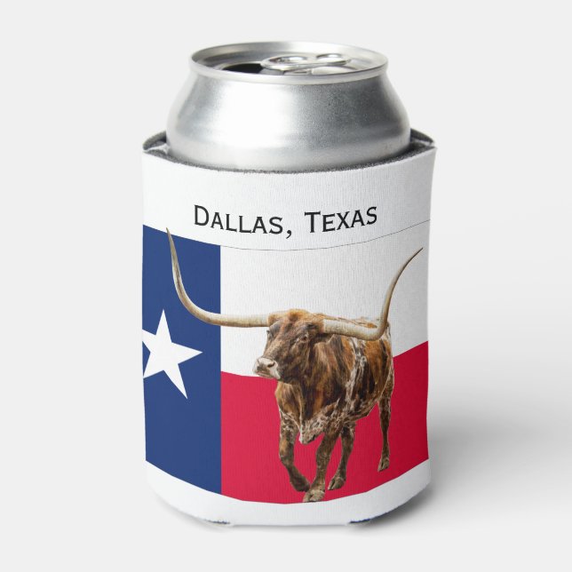 Enfriador De Latas Refrigerador de bebidas de Dallas, Texas, bandera  (Lata Anverso)