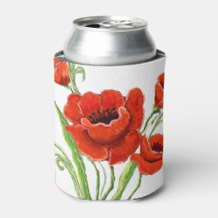 Enfriador De Latas Refrigerador de bebidas de diseño Red Poppy