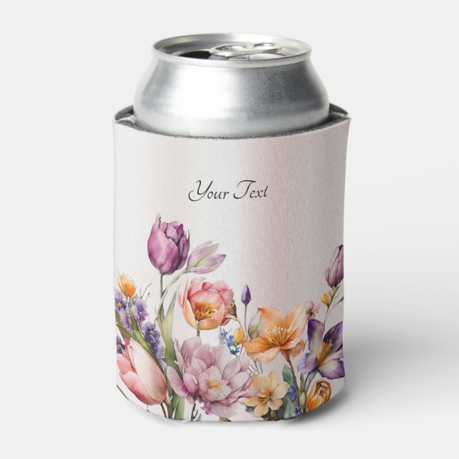 Enfriador De Latas Refrigerador de bebidas de flores de primavera col (Lata Anverso)