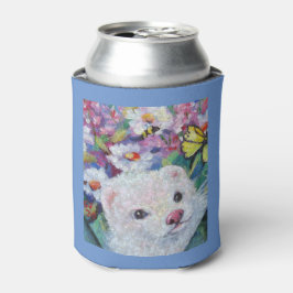 Enfriador De Latas Refrigerador de bebidas de flores y hurones blanco