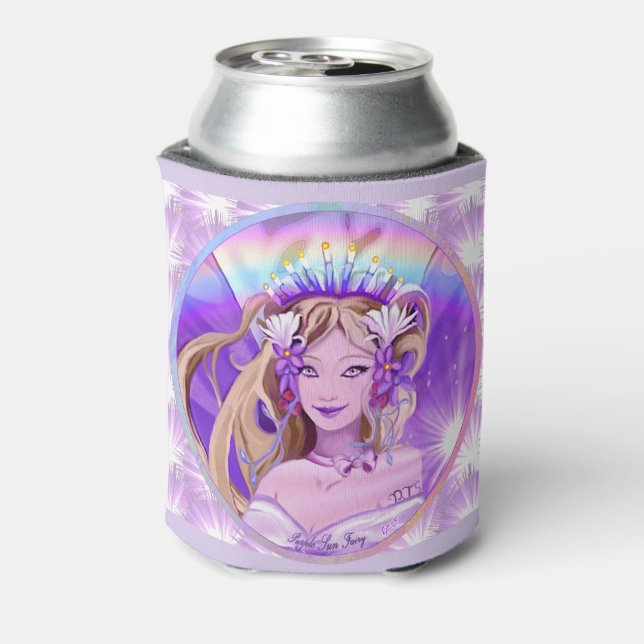 Enfriador De Latas Refrigerador de bebidas de hadas moradas (Reverso de la lata)