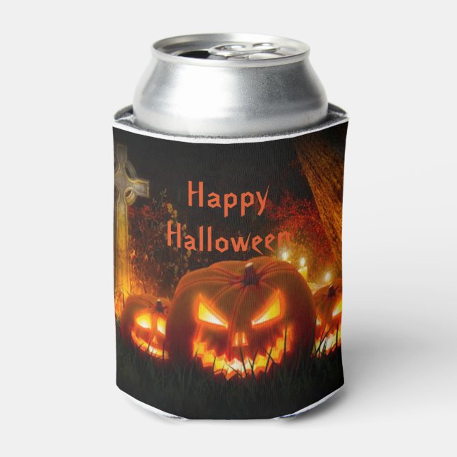 Enfriador De Latas Refrigerador de bebidas de Halloween/Jack-O-Lanter (Lata Anverso)