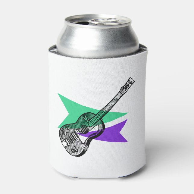 Enfriador De Latas Refrigerador de bebidas de Ilustracion Guitar Musi (Lata Anverso)