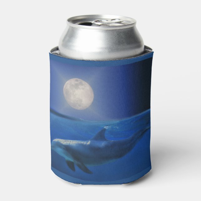Enfriador De Latas Refrigerador de bebidas de la Copa Dolphin y Moon  (Lata Anverso)
