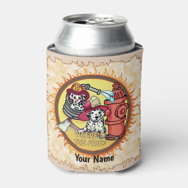 Enfriador De Latas Refrigerador de bebidas de los bomberos de perros (Lata Anverso)