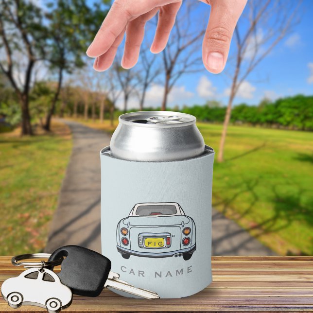Enfriador De Latas Refrigerador de bebidas de nombre de coche de Figa (Add your initials and figaro car name. Perfect can cooler for the pale aqua figaro owner)