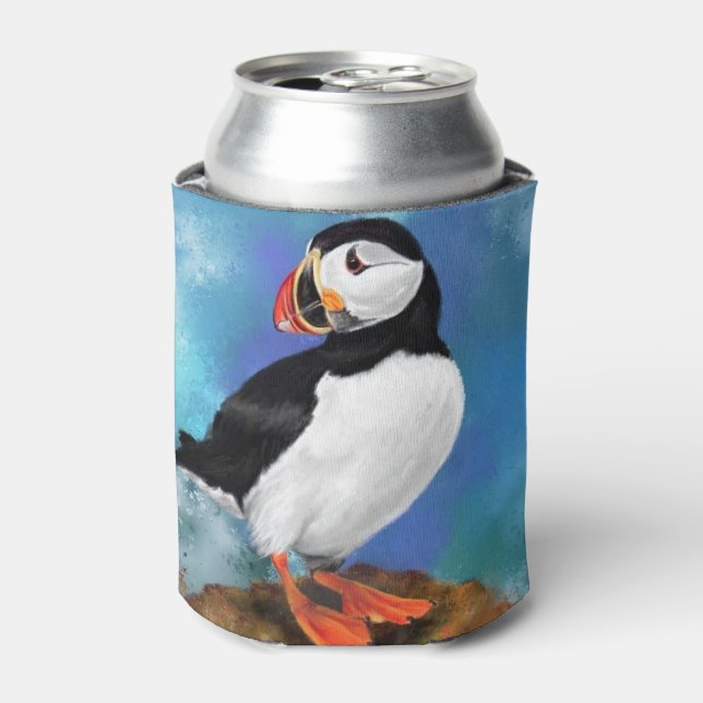 Enfriador De Latas Refrigerador de bebidas de pájaro de Puffin Atlánt (Lata Anverso)