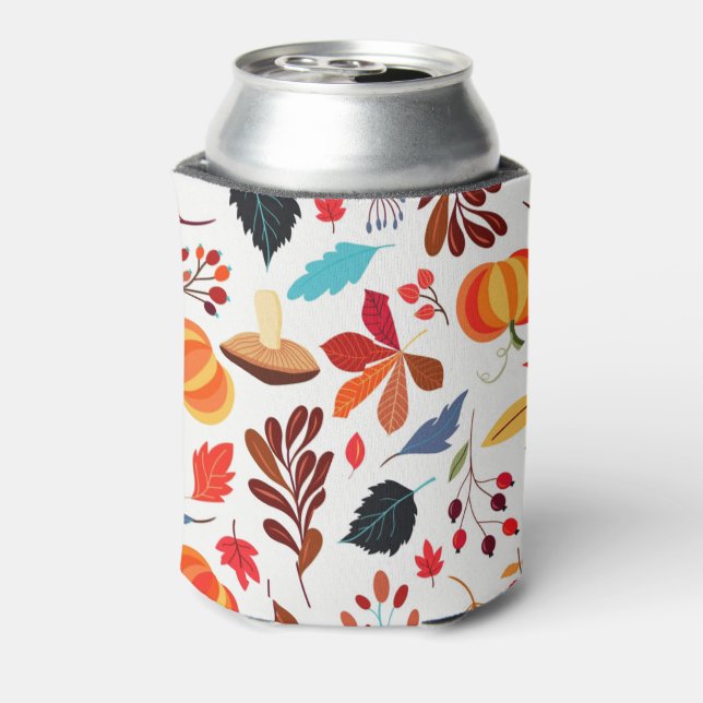 Enfriador De Latas Refrigerador de bebidas de patrón otoño (Reverso de la lata)