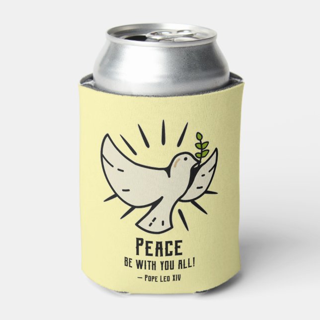Enfriador De Latas Refrigerador de bebidas de Peace Dove - "¡Que la p (Lata Anverso)