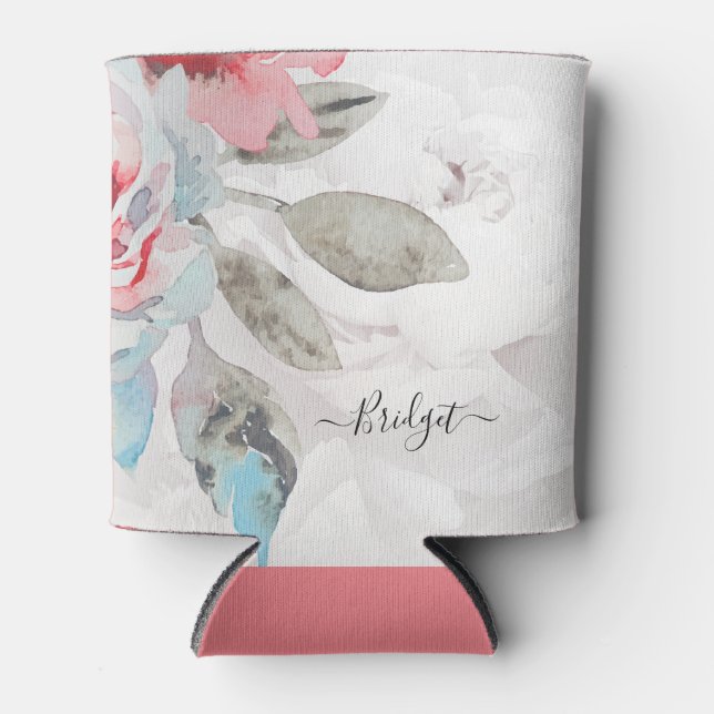 Enfriador De Latas Refrigerador de bebidas de rosa de flores silvestr (Anverso)