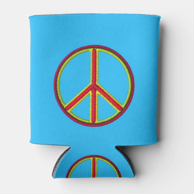 Enfriador De Latas Refrigerador de bebidas de signo de paz azul (Anverso)