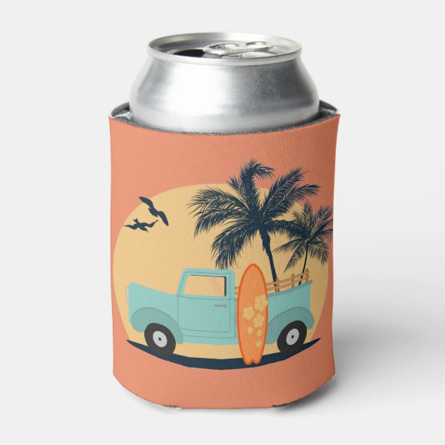 Enfriador De Latas Refrigerador de bebidas de Surfing Retro (Lata Anverso)