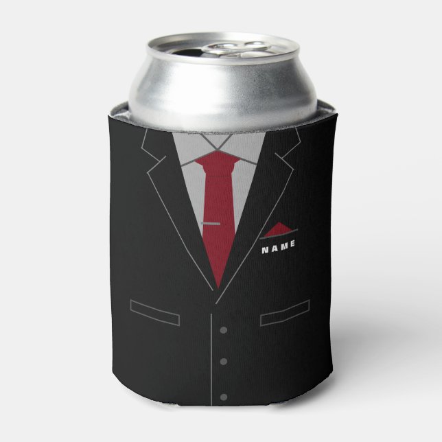 Enfriador De Latas Refrigerador de bebidas de traje negro de empresa  (Lata Anverso)