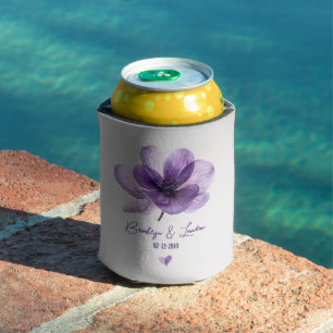 Enfriador De Latas Refrigerador de bebidas del Boda de flores moradas