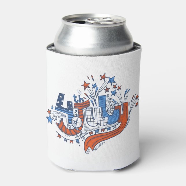 Enfriador De Latas Refrigerador de bebidas del Día de la Independenci (Lata Anverso)