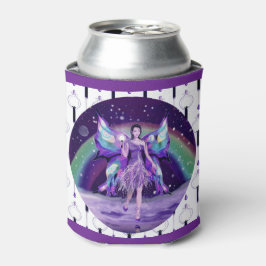 Enfriador De Latas Refrigerador de bebidas del hada de la lluvia púrp