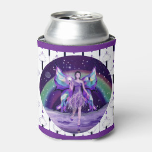 Enfriador De Latas Refrigerador de bebidas del hada de la lluvia púrp