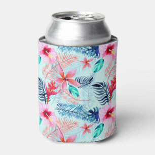 Enfriador De Latas Refrigerador de bebidas del patrón floral tropical